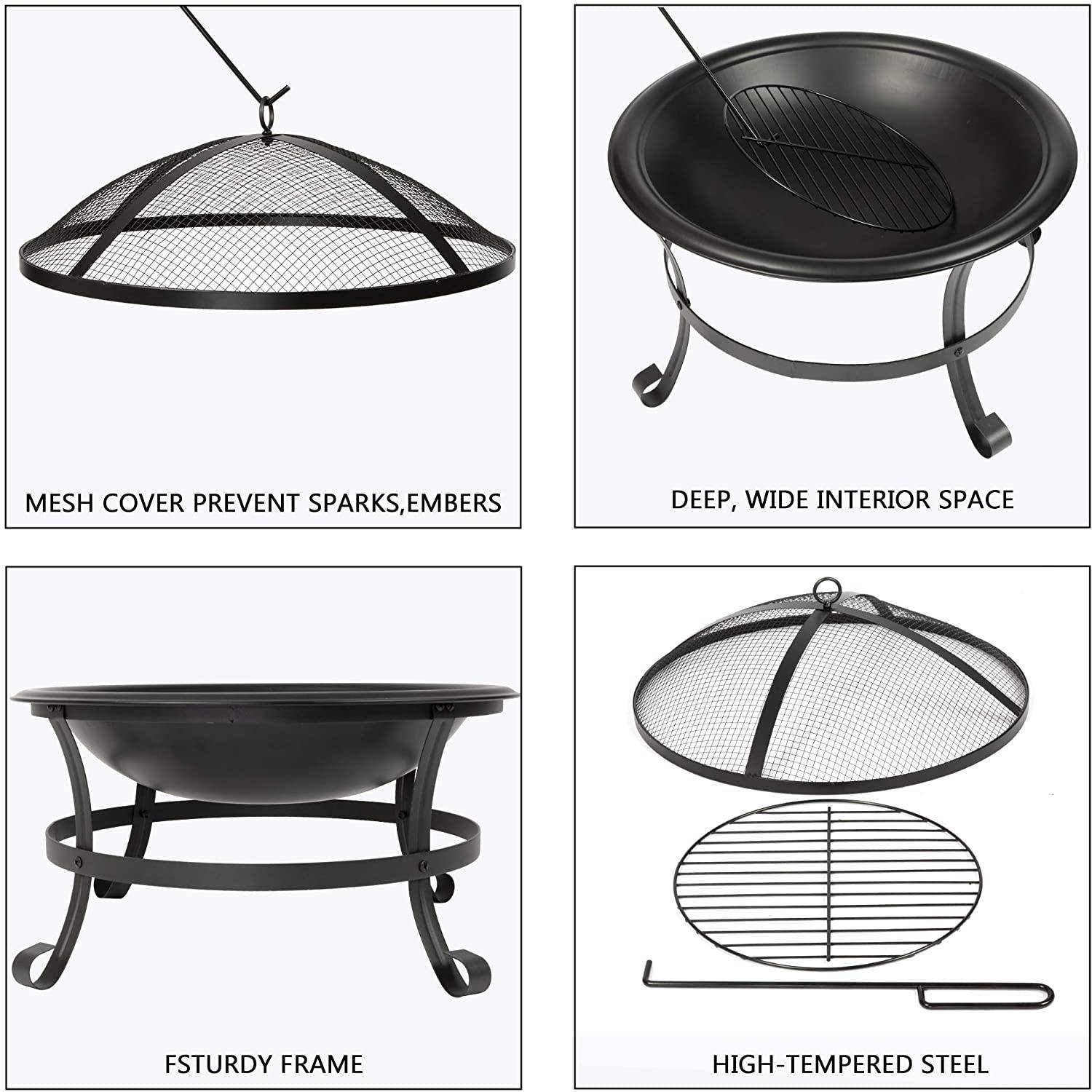 Metal outdoor fire pit components.