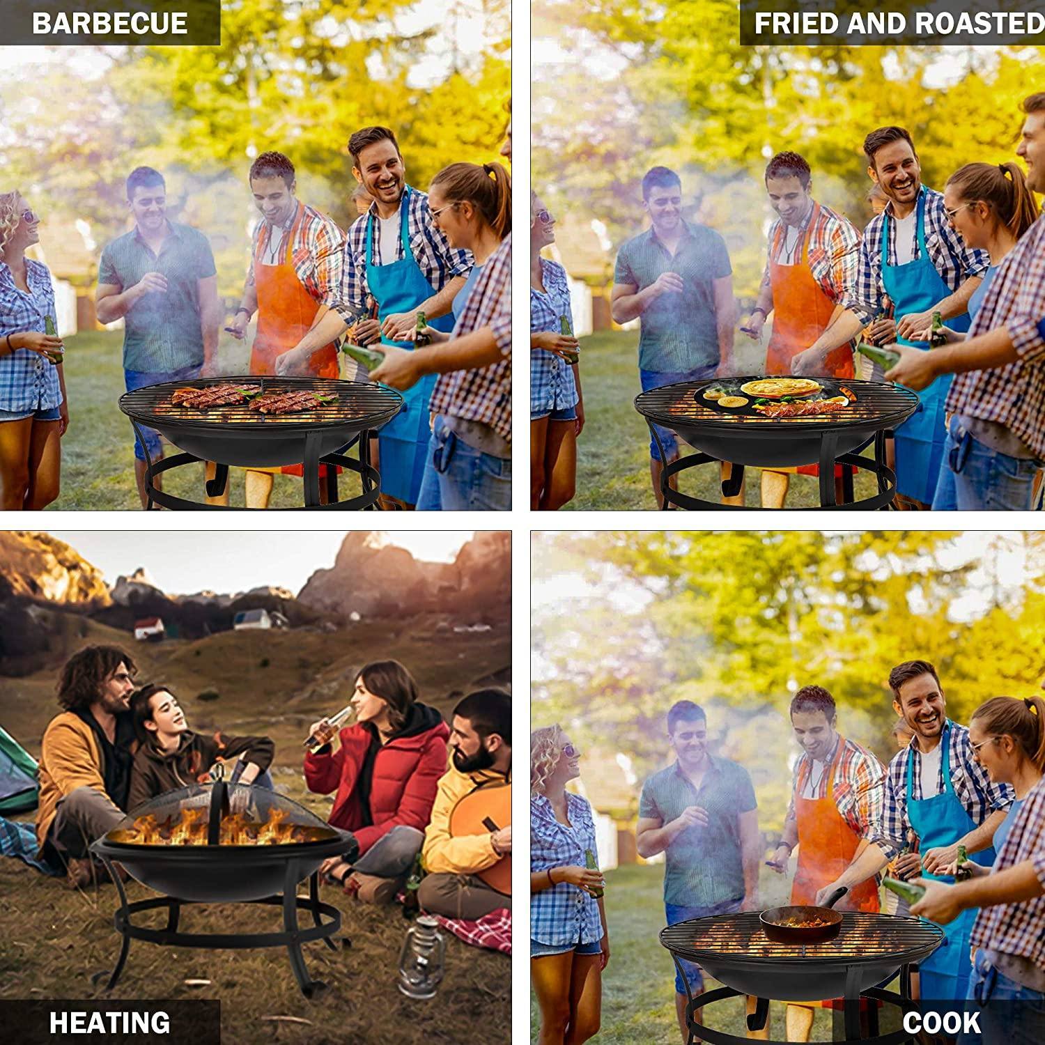 Outdoor activities with a firepit grill.