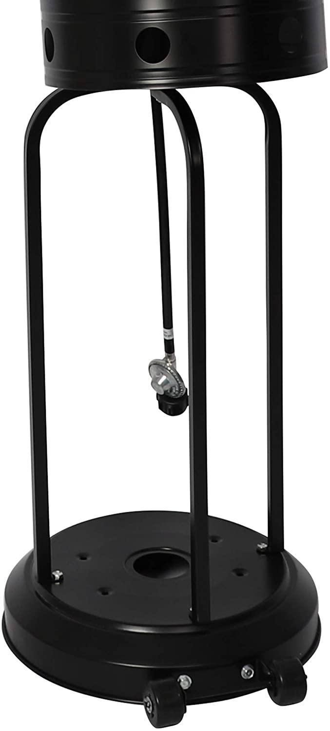 Bosonshop Outdoor Propane Heater with wheels, designed for efficient outdoor heating, featuring a stainless steel burner and adjustable heat output.