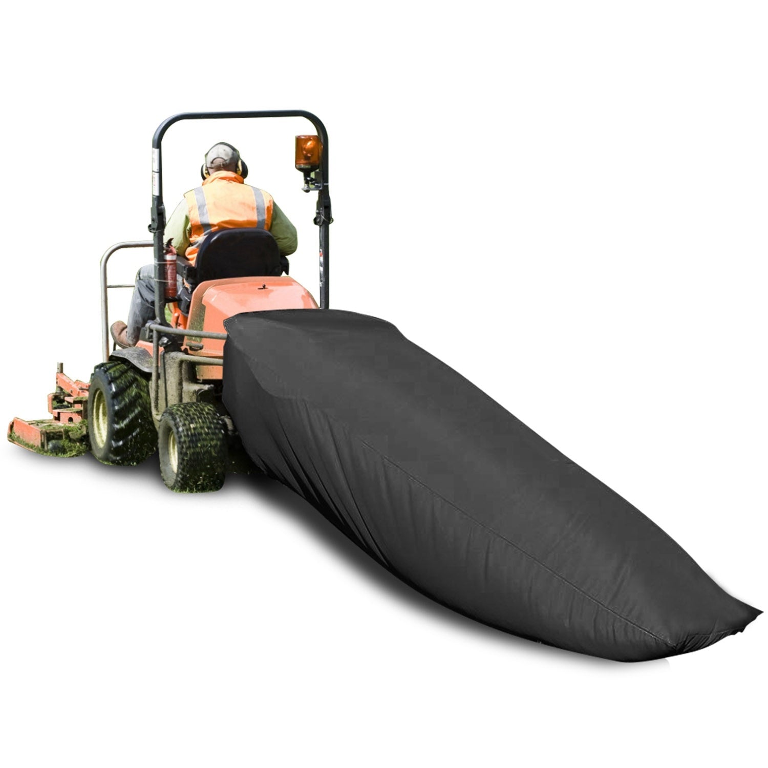 A large black Lawn Tractor Leaf Bag with a 54 cubic feet capacity, made from durable Oxford cloth, designed for efficient garden waste collection.