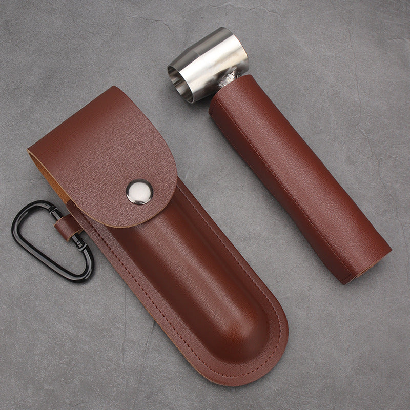 Manual Drill Auger Drill Bit with leather case, designed for outdoor survival and crafting projects.