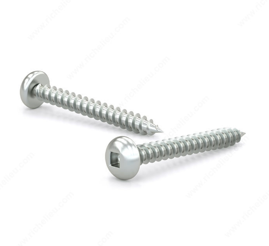 A pack of 12 zinc plated metal screws, featuring pan heads and square drives, ideal for various applications including wood, plastic, and metal.