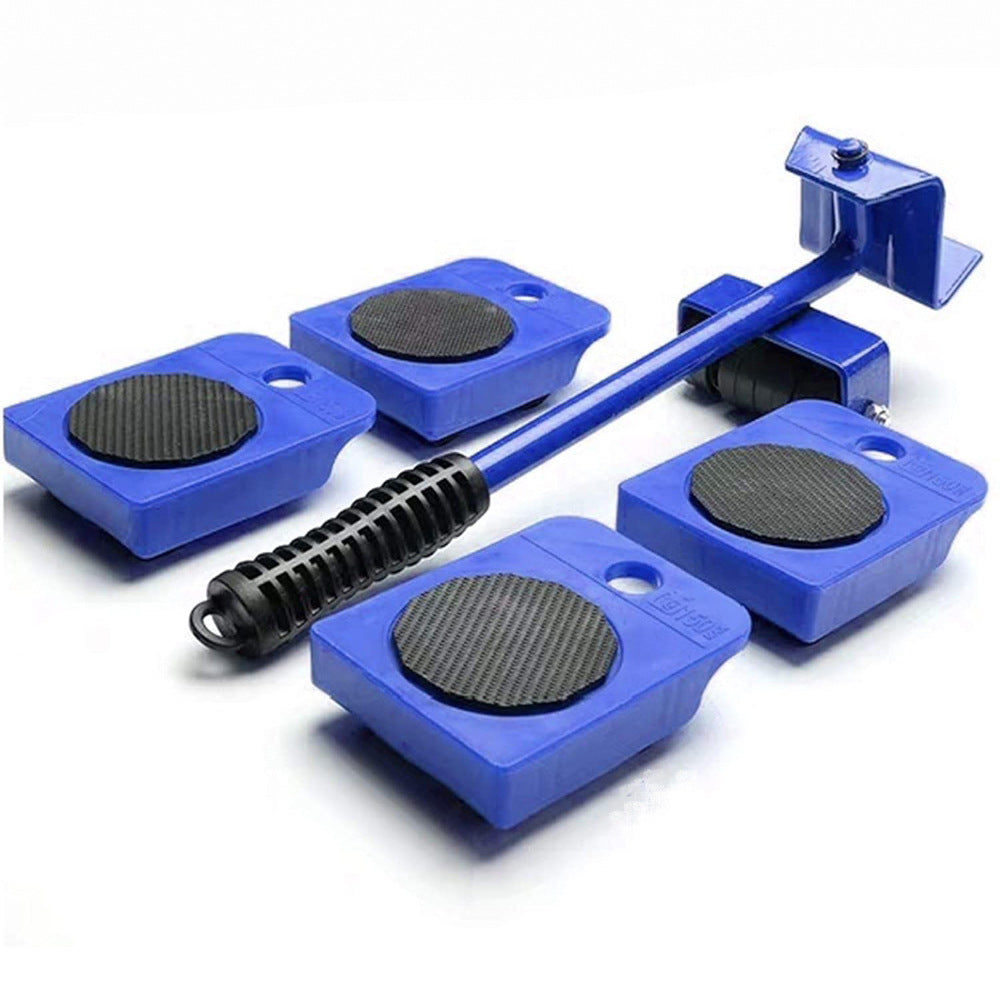 Professional Furniture Lifter Tool Set featuring a lifter and four mover pad sliders, designed for easy lifting and moving of heavy furniture.