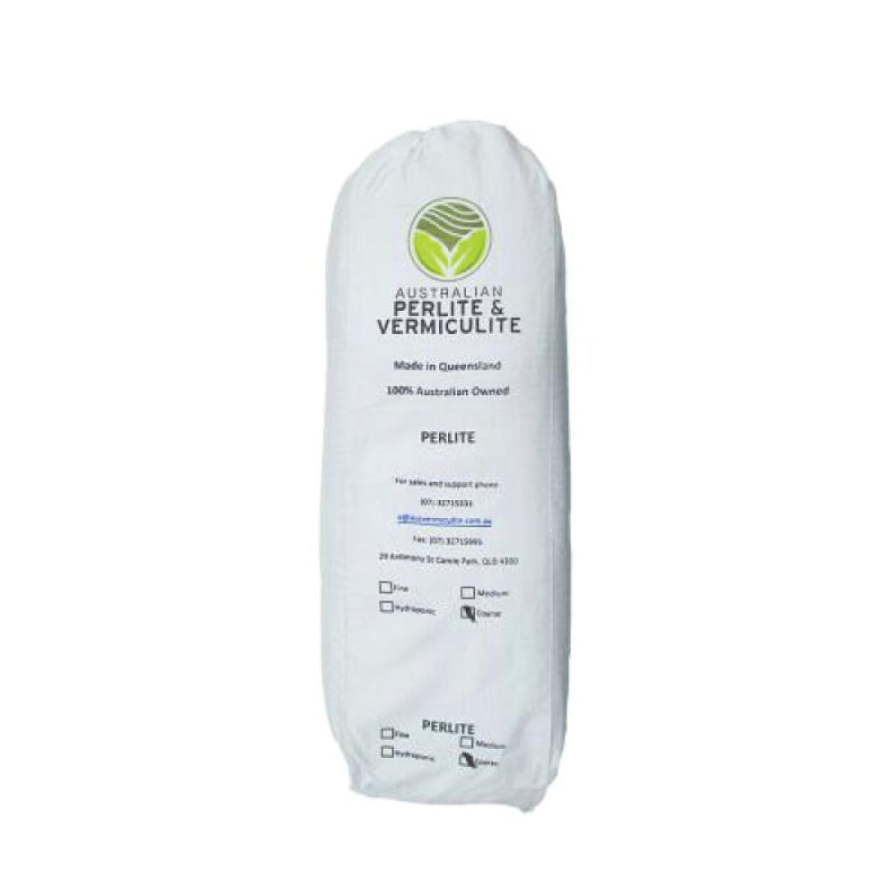 100L bag of coarse organic perlite for gardening, showcasing its lightweight and aerated texture, ideal for potting mixes.