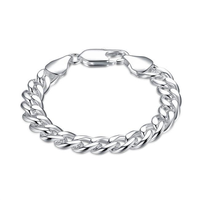 10M side chain shrimp buckle male sterling silver plated bracelet showcasing its elegant design and quality materials.