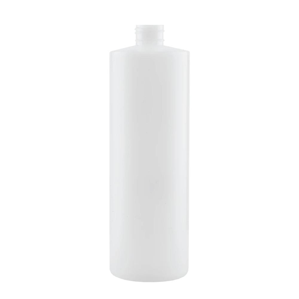 Ten clear 250ml HDPE round bottles with white non-tamper evident screw caps, ideal for food and beverage storage.