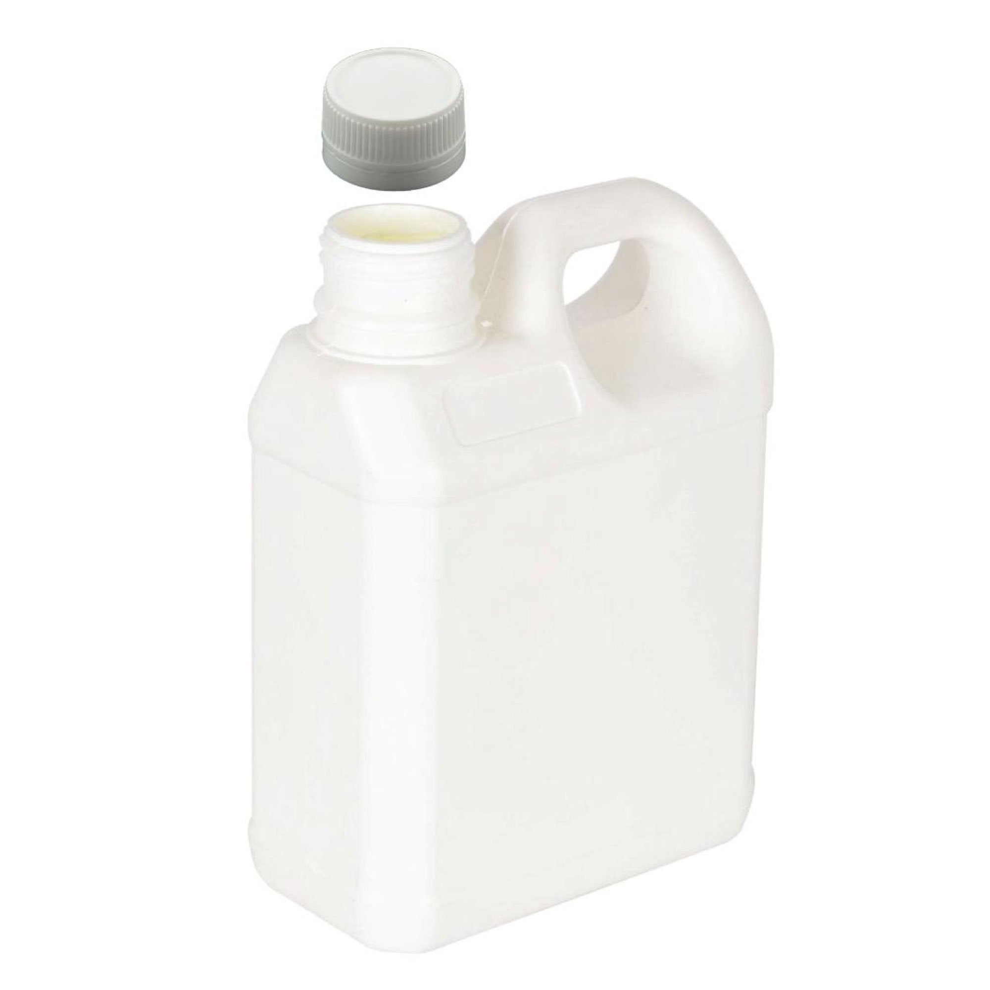 Ten 5L white HDPE plastic bottles with tamper evident screw caps, ideal for storing thick liquids safely.