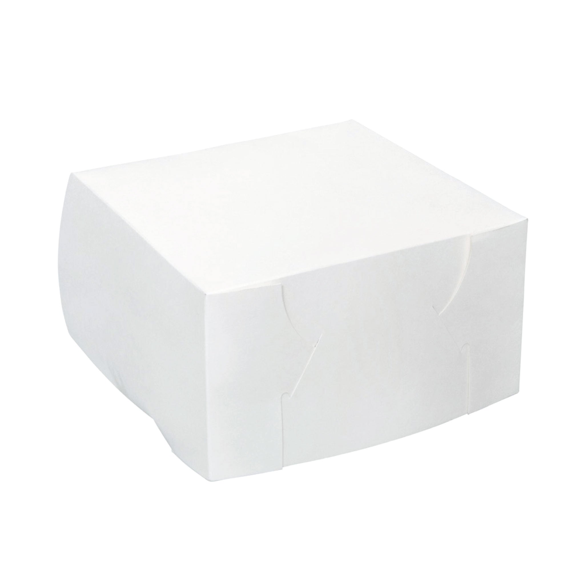 100x Takeaway Cake Box, square white dessert bakery packaging, 9x9x4 inches, ideal for cakes and pastries.