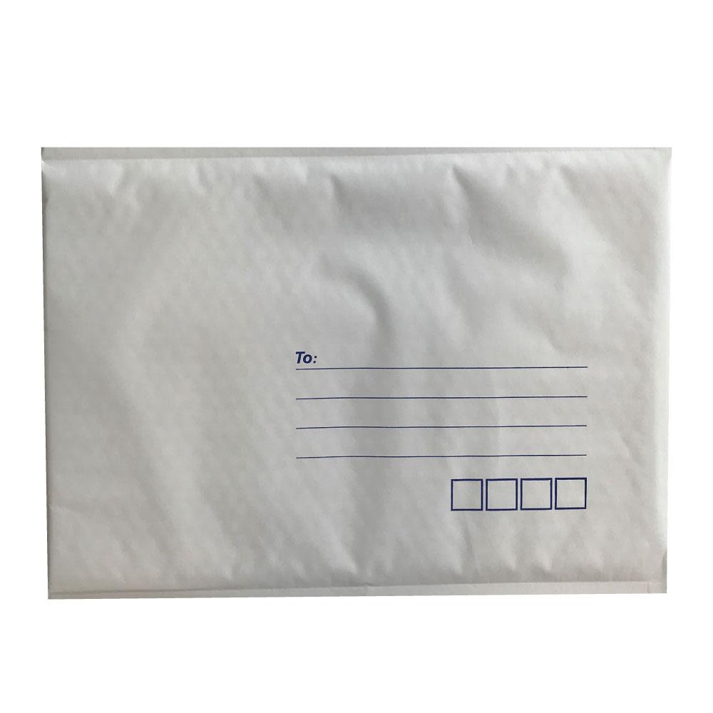 A pack of 100 Tempest 265x380mm white bubble mailers, showcasing their padded design and tamper-evident seal.