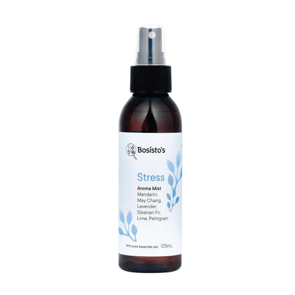 Bosisto's Calm Relief Essential Oil Mist 125ml bottle with a calming blend of essential oils for stress relief.