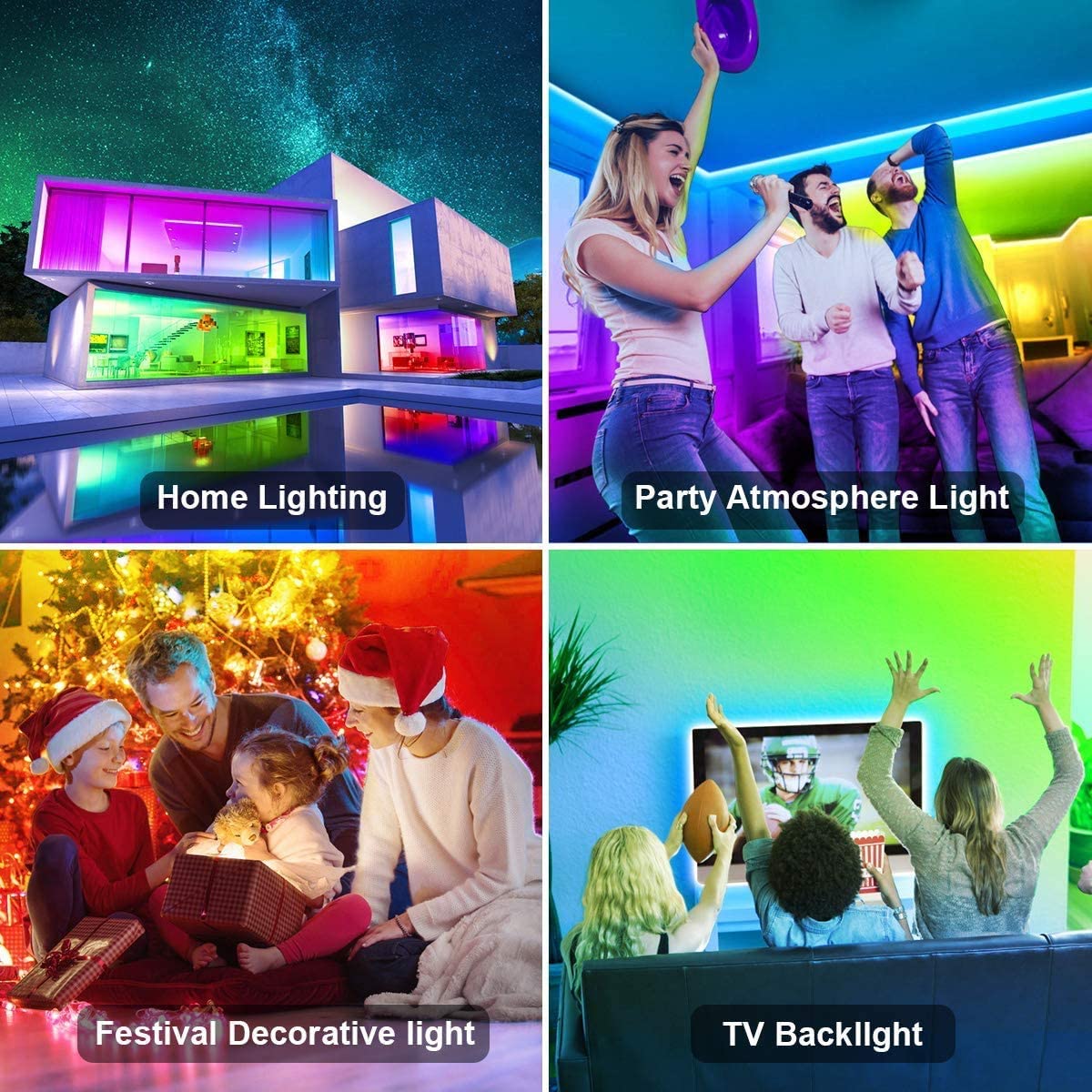 12M LED Strip Lights Rope Light with remote control, showcasing vibrant colors and flexible installation options for home decor.