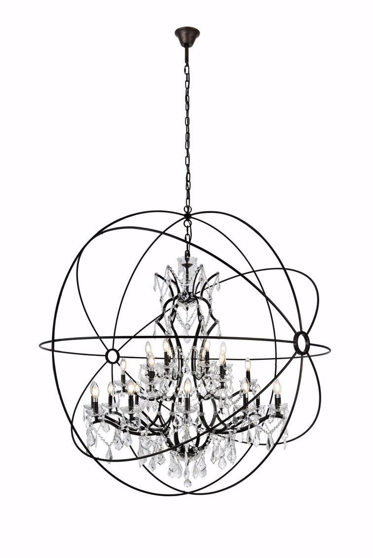 1130 Geneva Collection Pendant lamp featuring a dark bronze finish and Royal Cut crystals, showcasing a modern gyroscope-inspired design.