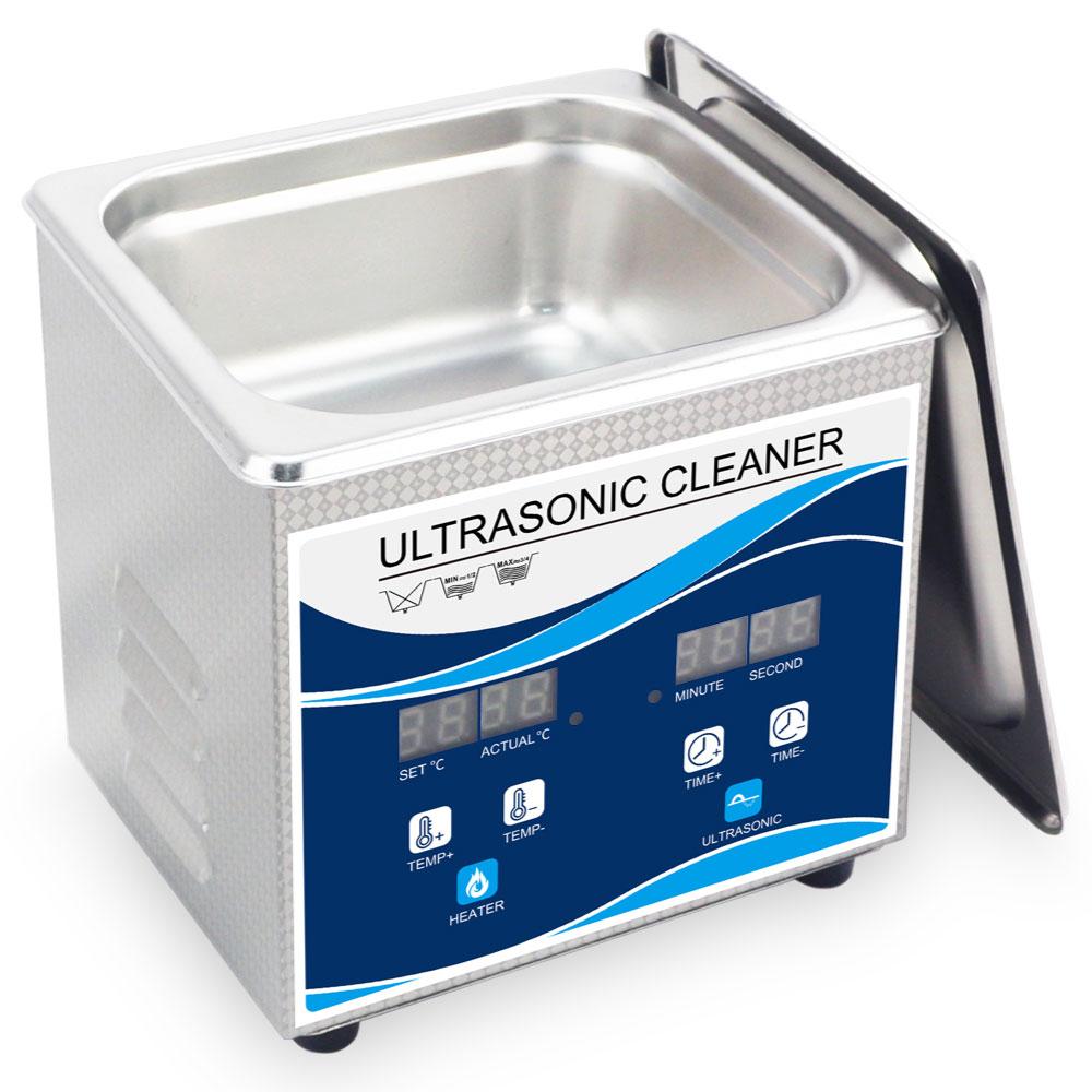 1.3L Digital Ultrasonic Cleaner with stainless steel tank and digital control panel, designed for cleaning jewelry and delicate items.