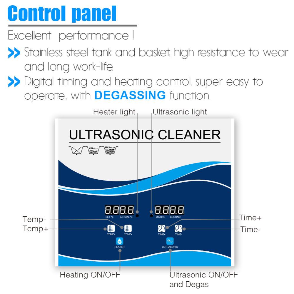 1.3L Digital Ultrasonic Cleaner with stainless steel tank and digital control panel, designed for cleaning jewelry and delicate items.