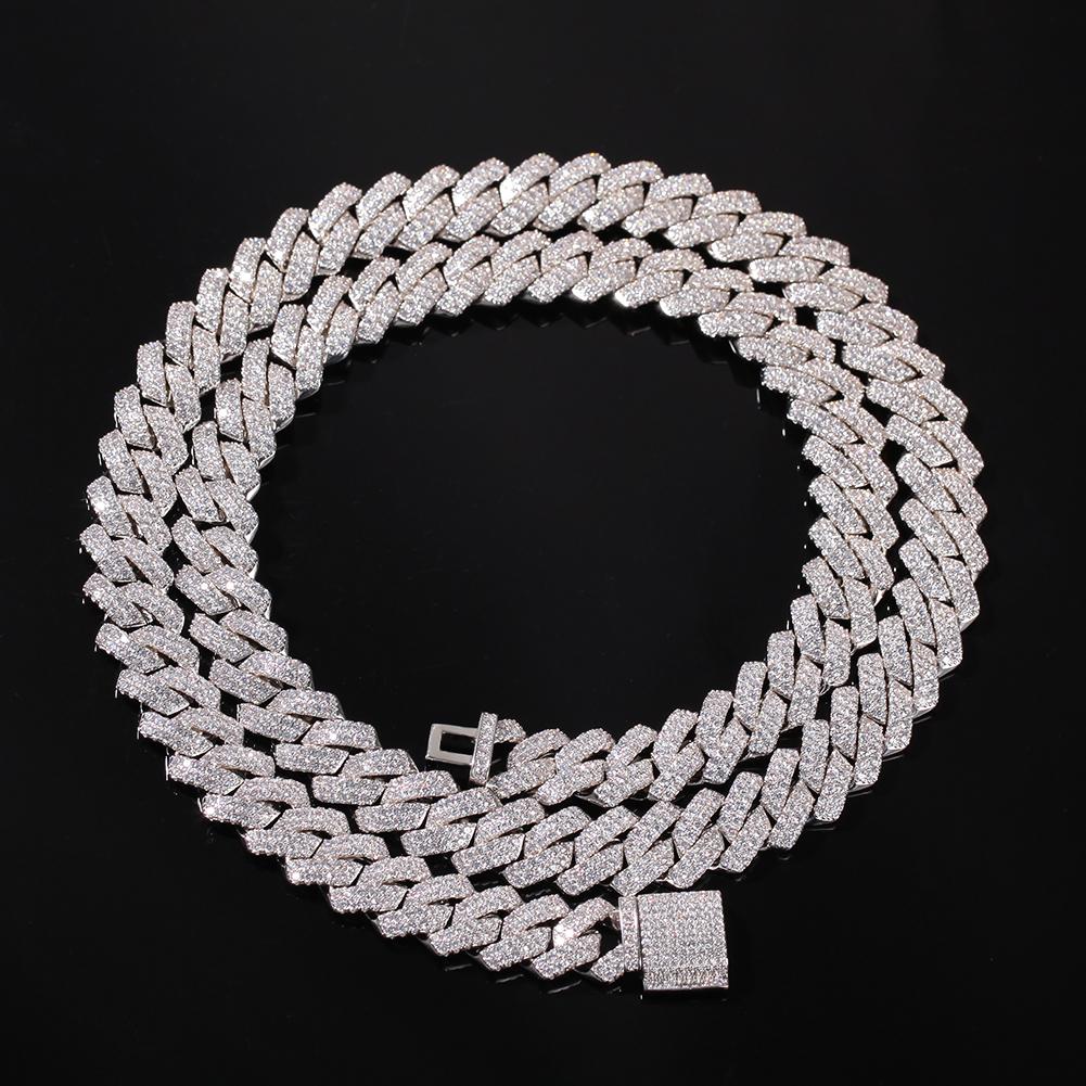 A luxurious 13mm Straight Edge Cuban Chain featuring micro pave cubic zirconia, available in gold and silver plating.