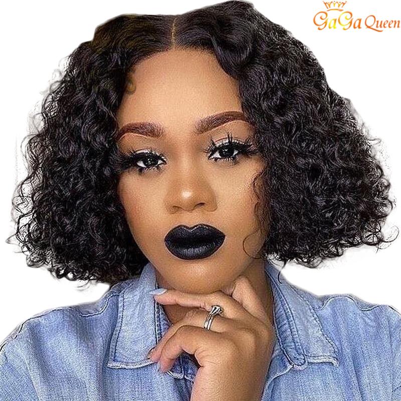 A beautiful 13x4 lace frontal water wave human hair wig showcasing Brazilian curly hair, featuring a natural color and soft, shiny texture.