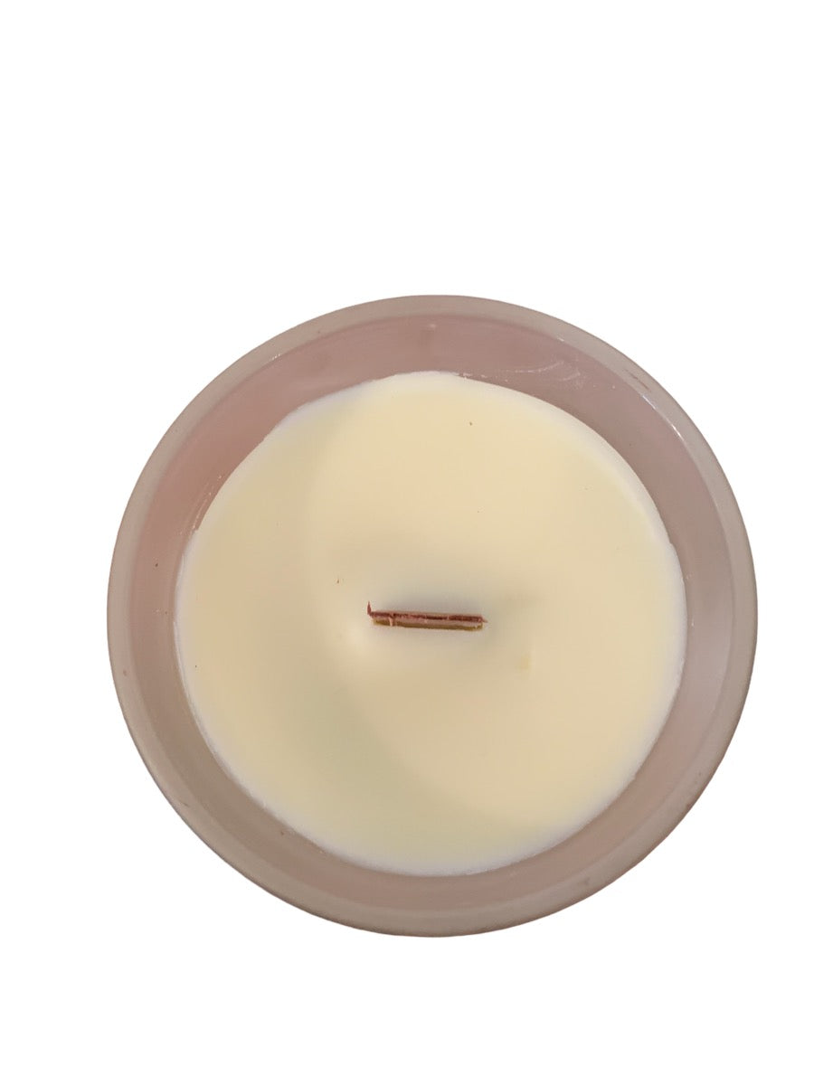 A 14oz Hello Summer Fragrance Soy Blend Wax Candle with a vibrant summer-themed label, showcasing its clean and elegant design.