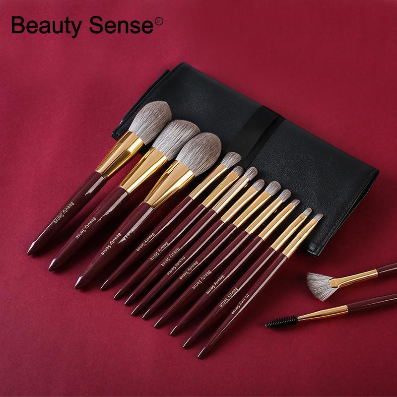 14PCS Makeup Brushes Set in Peony Red, featuring soft plant fiber bristles and elegant design for flawless makeup application.