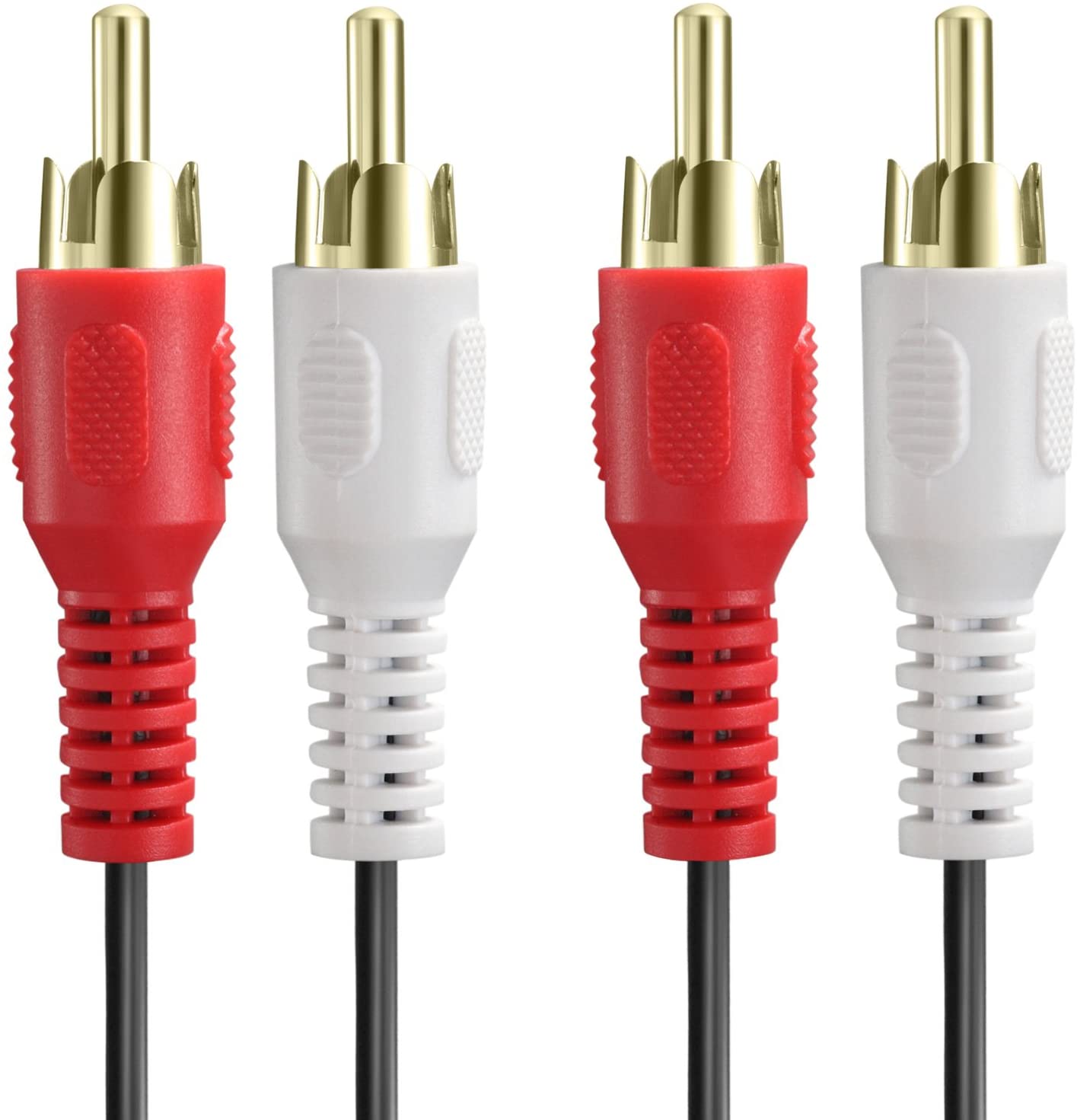 1.5M 2-RCA Male to Male Dual RCA Cable with flexible PVC jacket and color-coded connectors for easy audio connections.