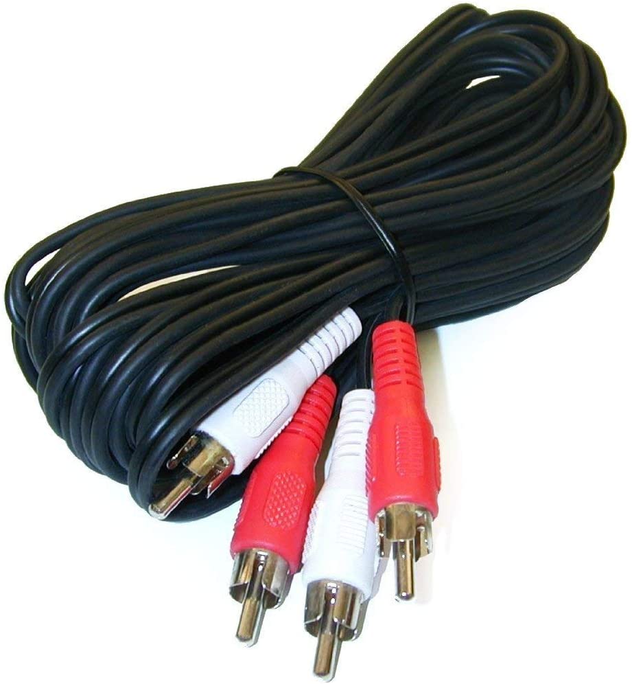 1.5M 2-RCA Male to Male Dual RCA Cable with flexible PVC jacket and color-coded connectors for easy audio connections.