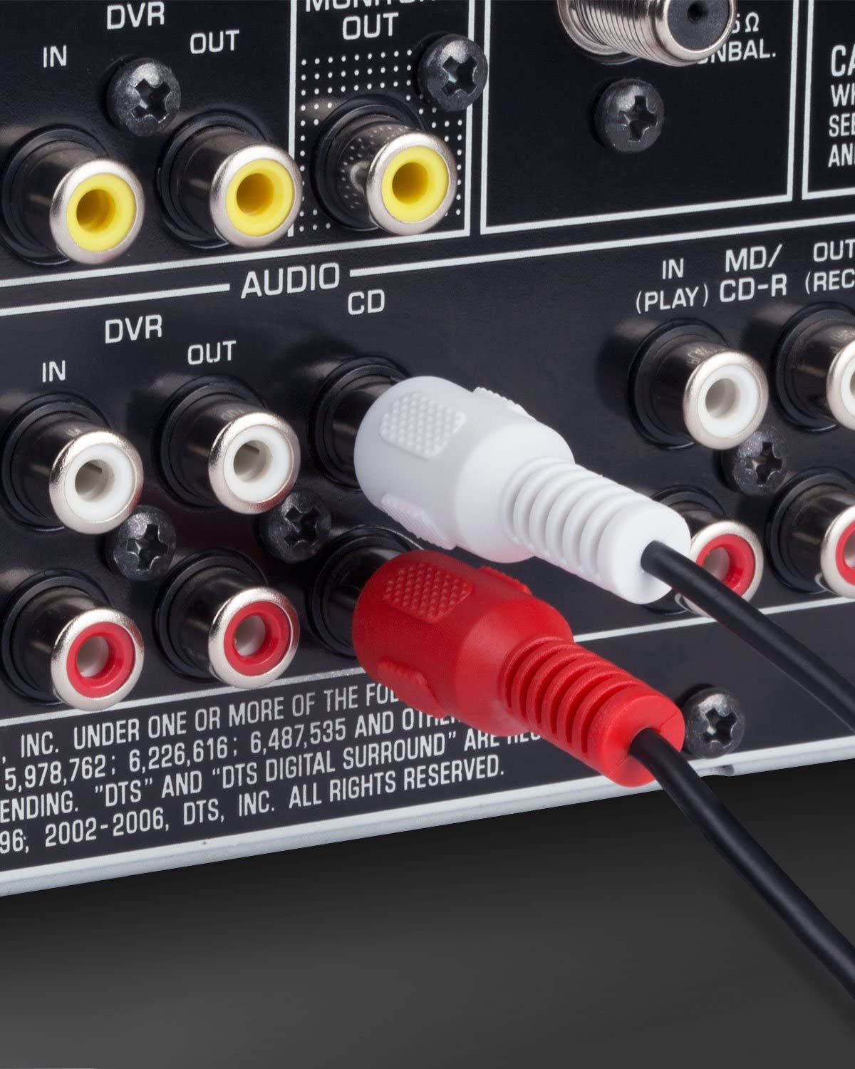 1.5M 2-RCA Male to Male Dual RCA Cable with flexible PVC jacket and color-coded connectors for easy audio connections.