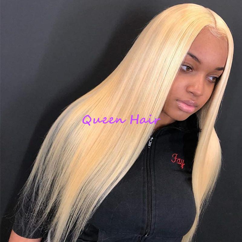 180% Full Density Long Silky Straight Hair wig in #613 Blonde color, showcasing its luxurious texture and natural appearance.