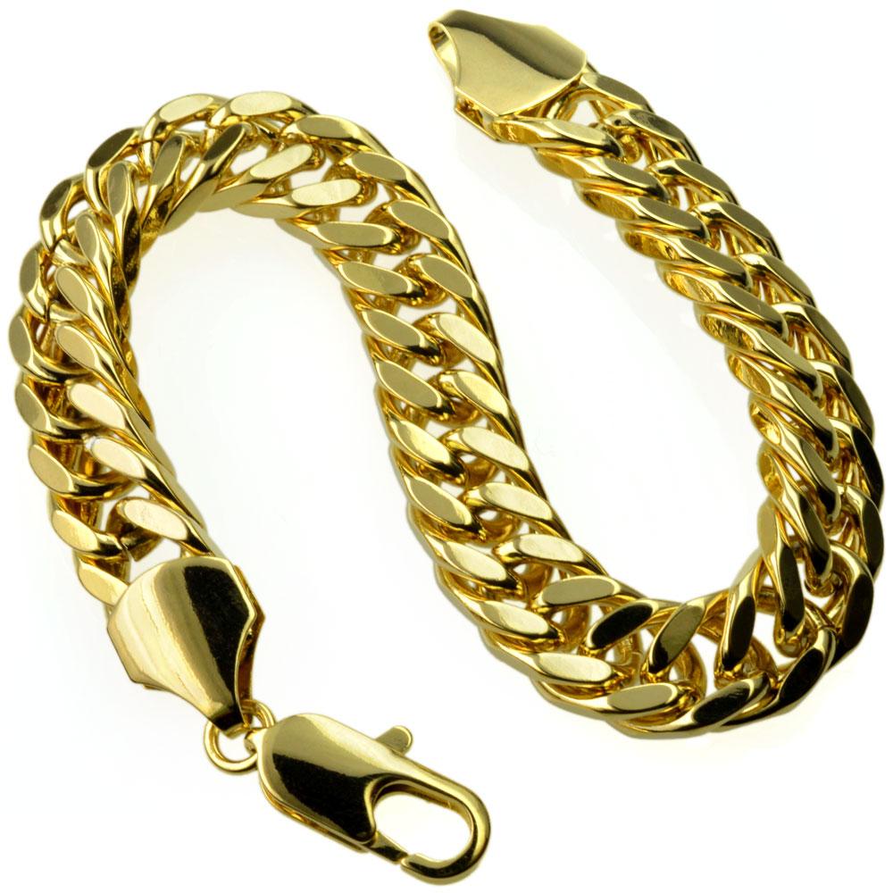 18K Gold Filled Men's Bracelet, 10mm width, stylish link chain design, perfect for parties and special occasions.