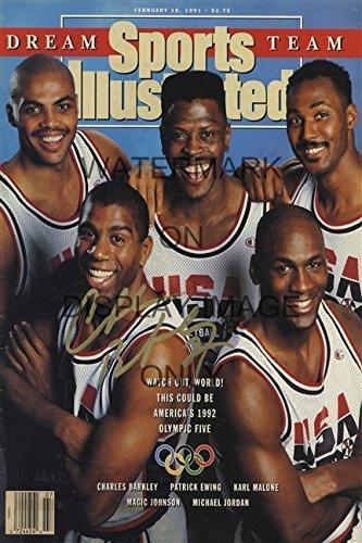 1992 Dream Team Sports Illustrated Autograph print, featuring iconic basketball players in vibrant colors.