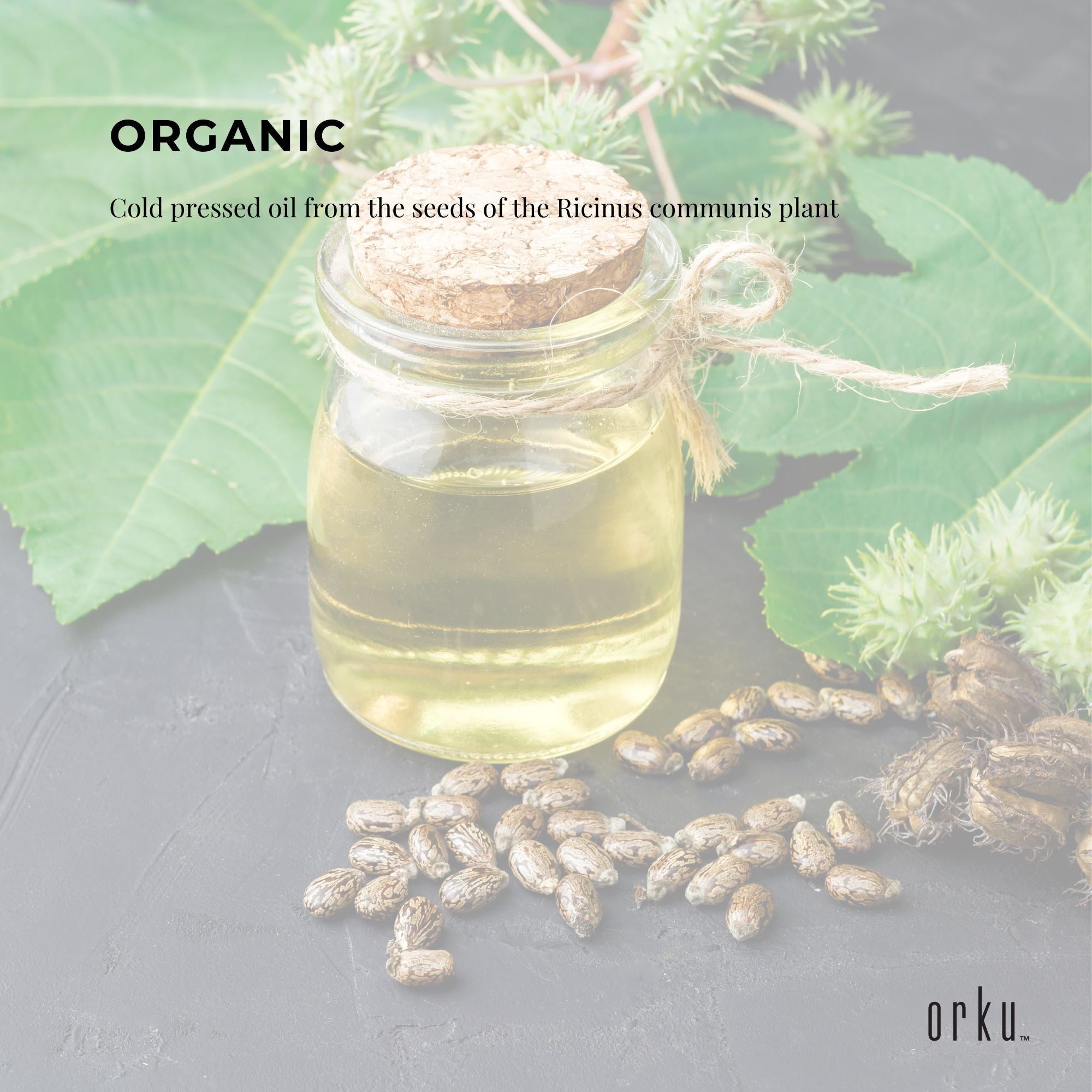 1L bottle of Organic Castor Oil, hexane-free and cold-pressed, ideal for skin and hair care.