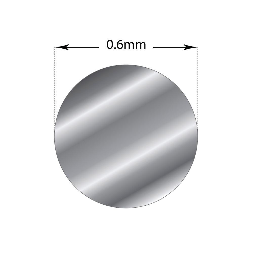 1m length of soft round sterling silver wire, 0.6mm thick, ideal for jewellery making and crafting.