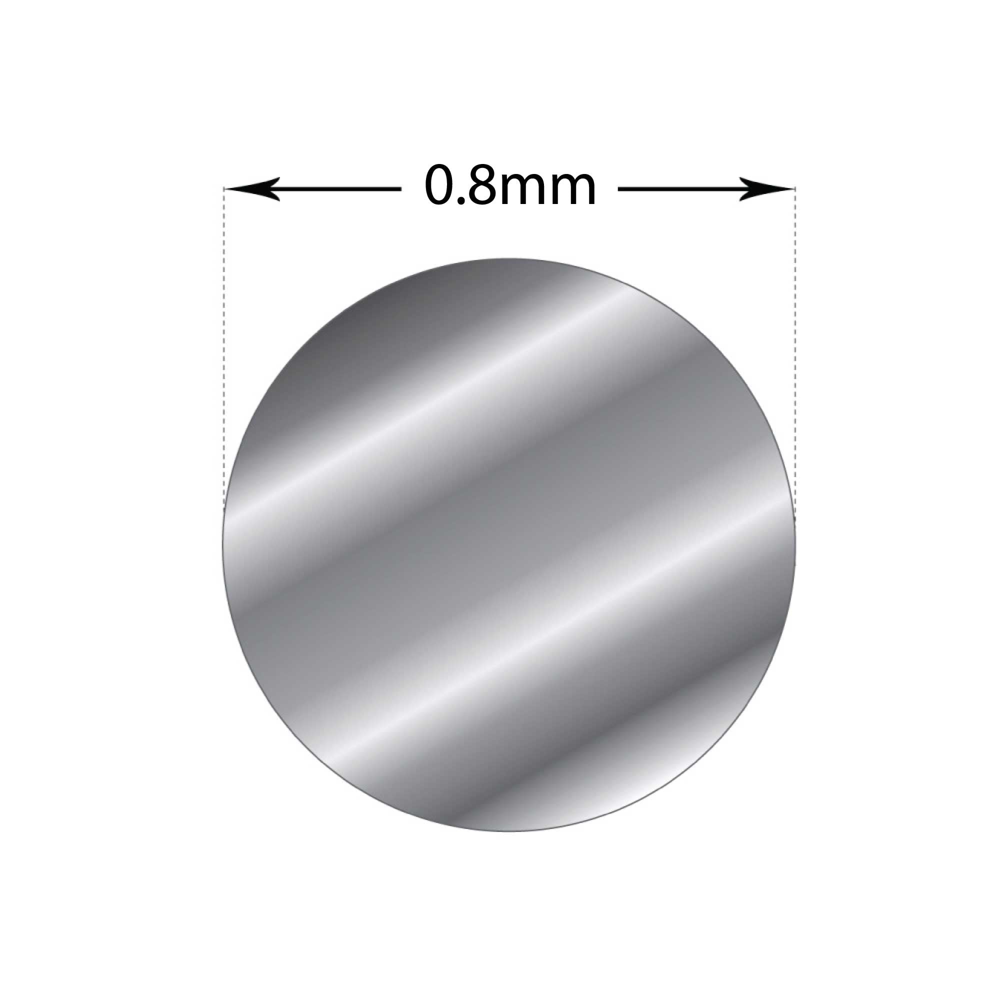 1m length of soft round sterling silver wire, 0.8mm thick, ideal for jewellery making and crafting.