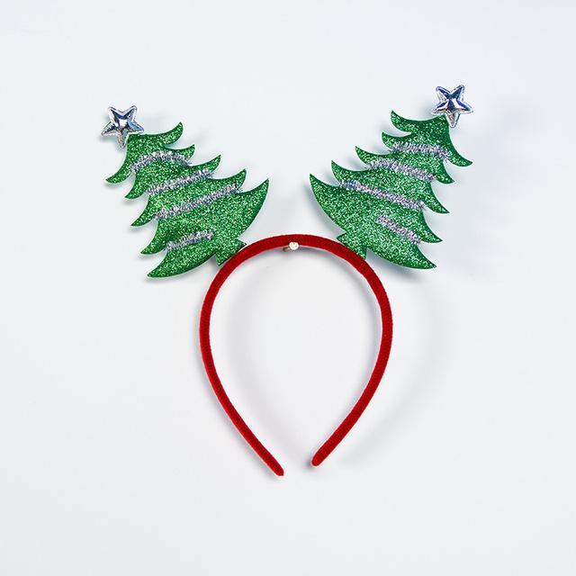 Merry Christmas headband featuring festive antlers and snowflake decorations, perfect for holiday celebrations.