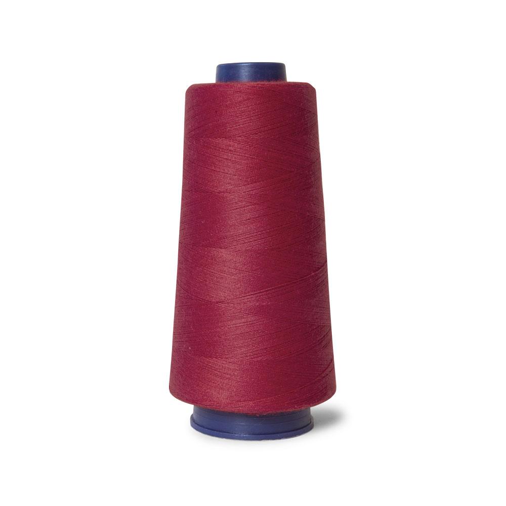 A vibrant hot pink spool of Hemline sewing overlocker thread, 2000m long, showcasing its strong and durable polyester material.