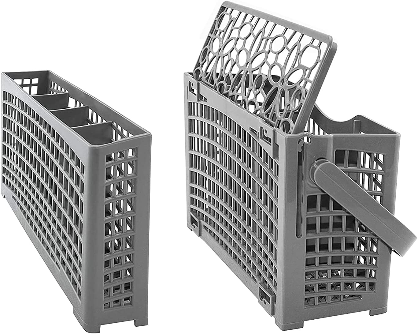 2 in 1 Universal Dishwasher Cutlery Basket in grey, measuring 24 x 13 x 13 cm, designed for organizing silverware during cleaning.