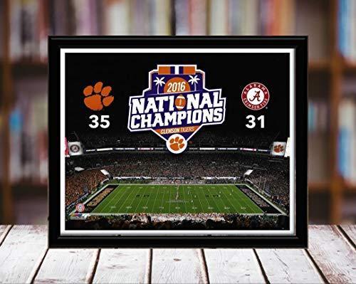 Framed 2017 Scorecard Autograph Replica Print featuring Clemson Tigers, available in black metal frame.