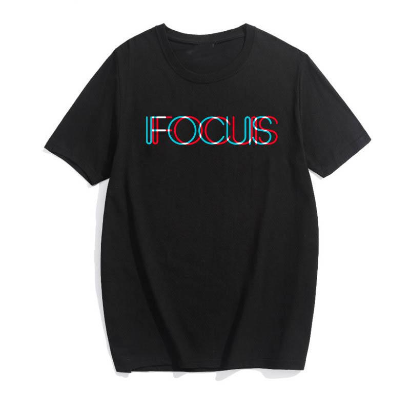 2018 Fashion Men's FOCUS T-shirt with letter print design, short sleeves, and crew neck style.