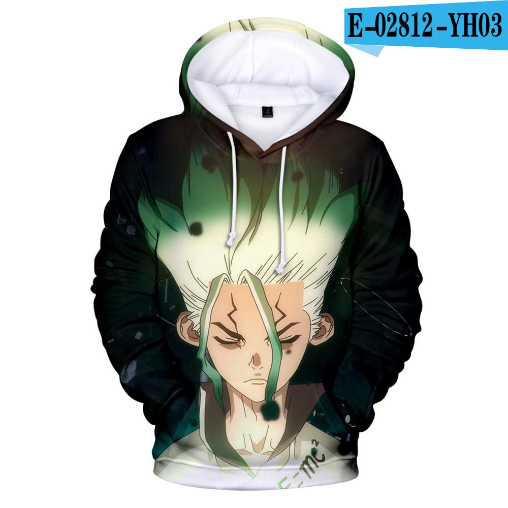 2019 Anime Dr.STONE Men Hoodie featuring Ishigami Senku in a colorful tie-dye pattern, perfect for anime fans.