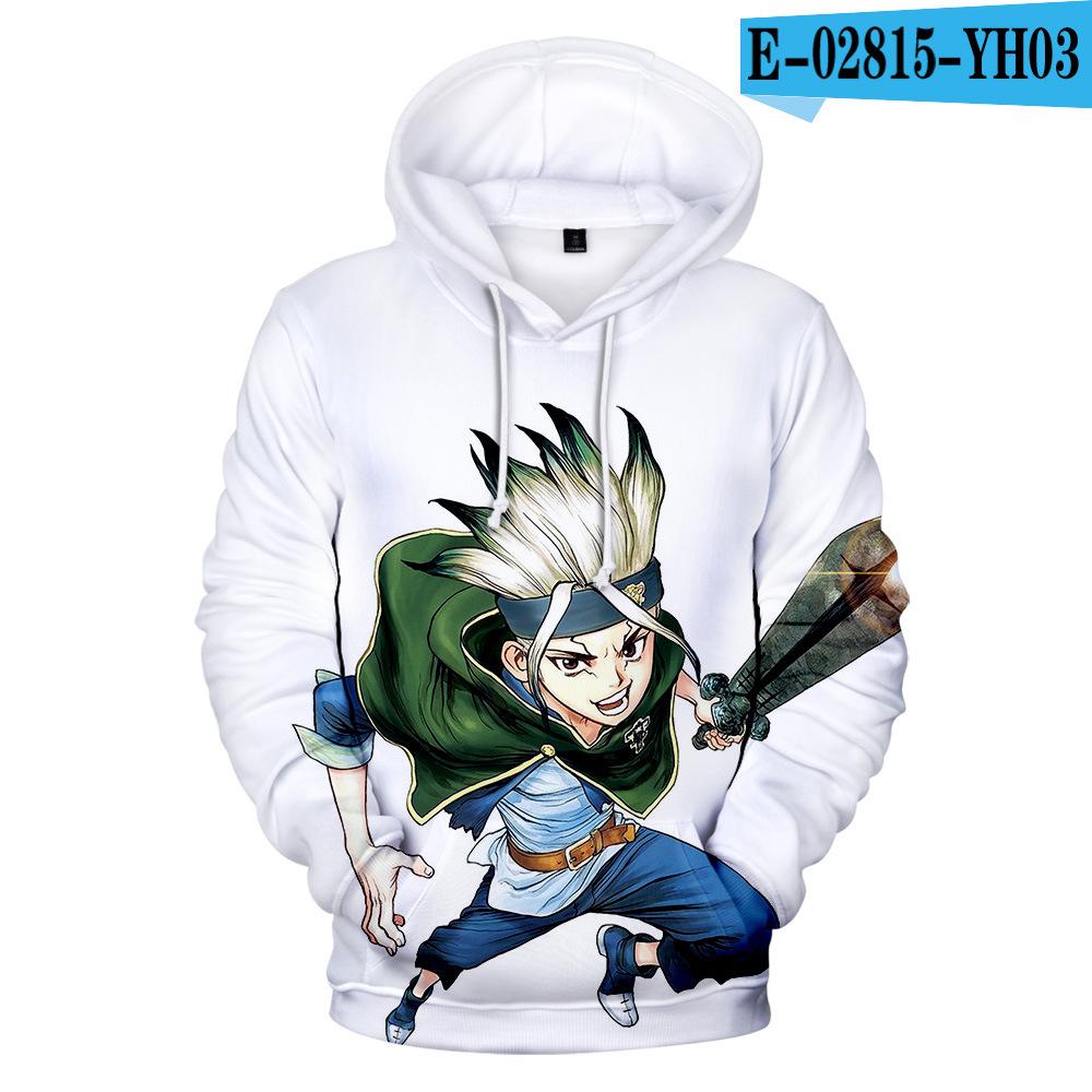 2019 Anime Dr.STONE Men Hoodie featuring Ishigami Senku in a colorful tie-dye pattern, perfect for anime fans.