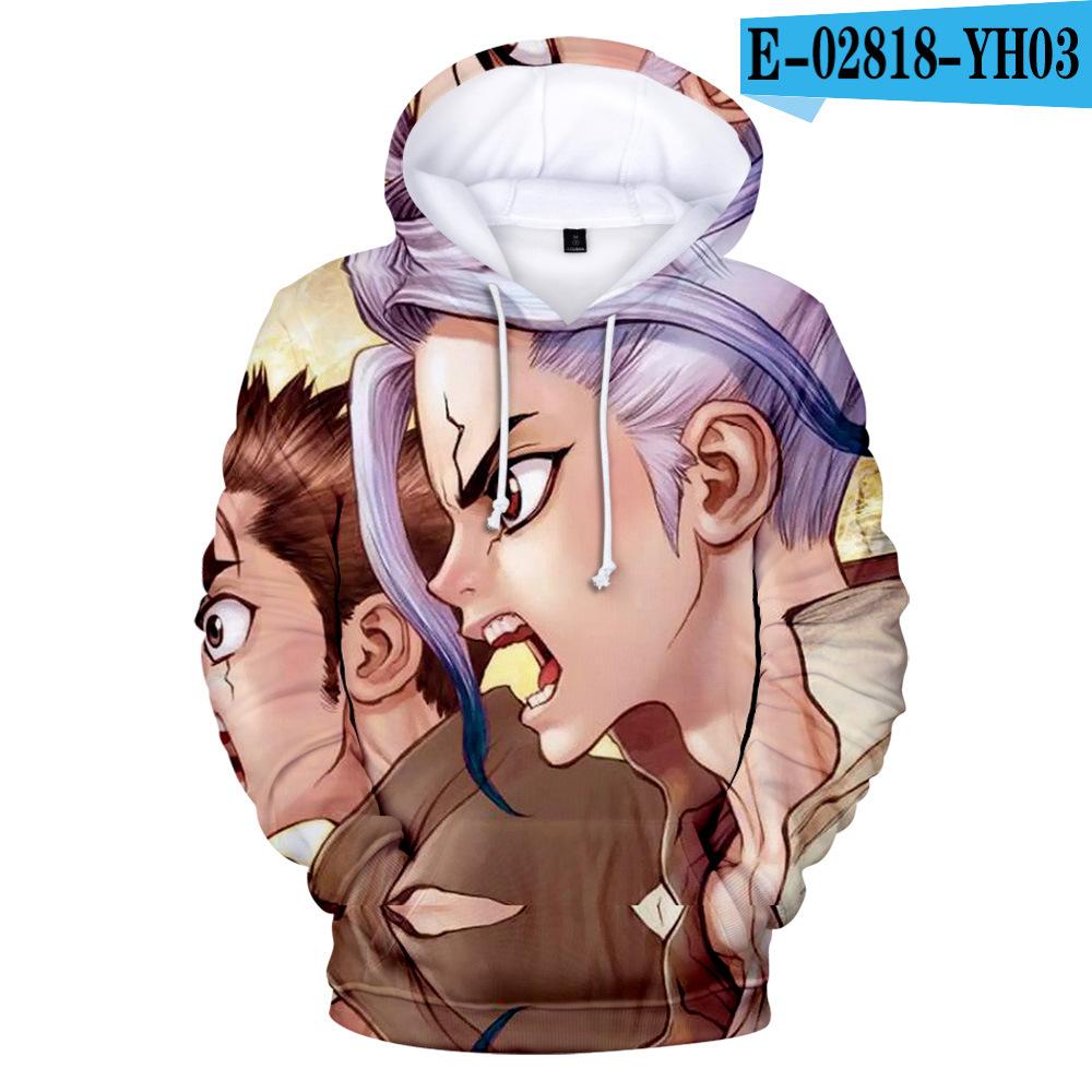 2019 Anime Dr.STONE Men Hoodie featuring Ishigami Senku in a colorful tie-dye pattern, perfect for anime fans.