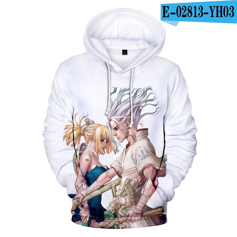 2019 Anime Dr.STONE Men Hoodie featuring Ishigami Senku in a colorful tie-dye pattern, perfect for anime fans.