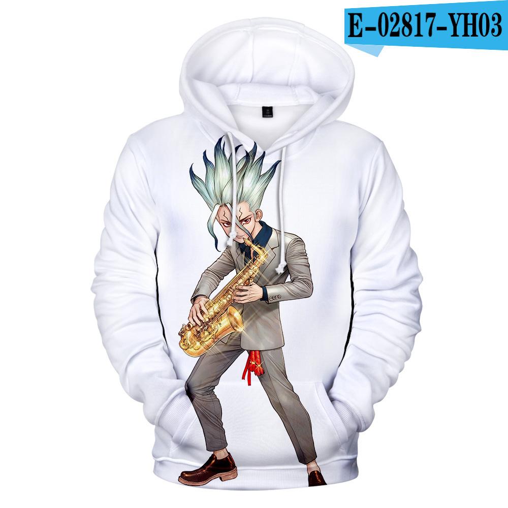 2019 Anime Dr.STONE Men Hoodie featuring Ishigami Senku in a colorful tie-dye pattern, perfect for anime fans.