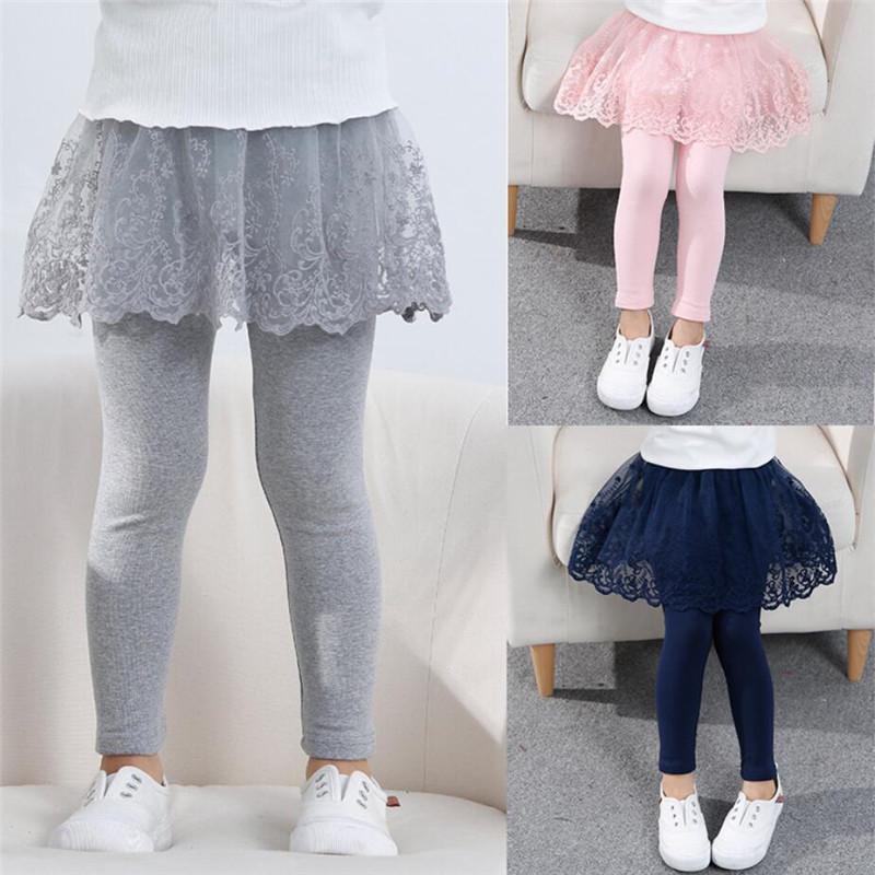 2020 Cotton Baby Girls Leggings with Lace Princess Skirt-pants in a stylish design, perfect for spring and autumn wear.