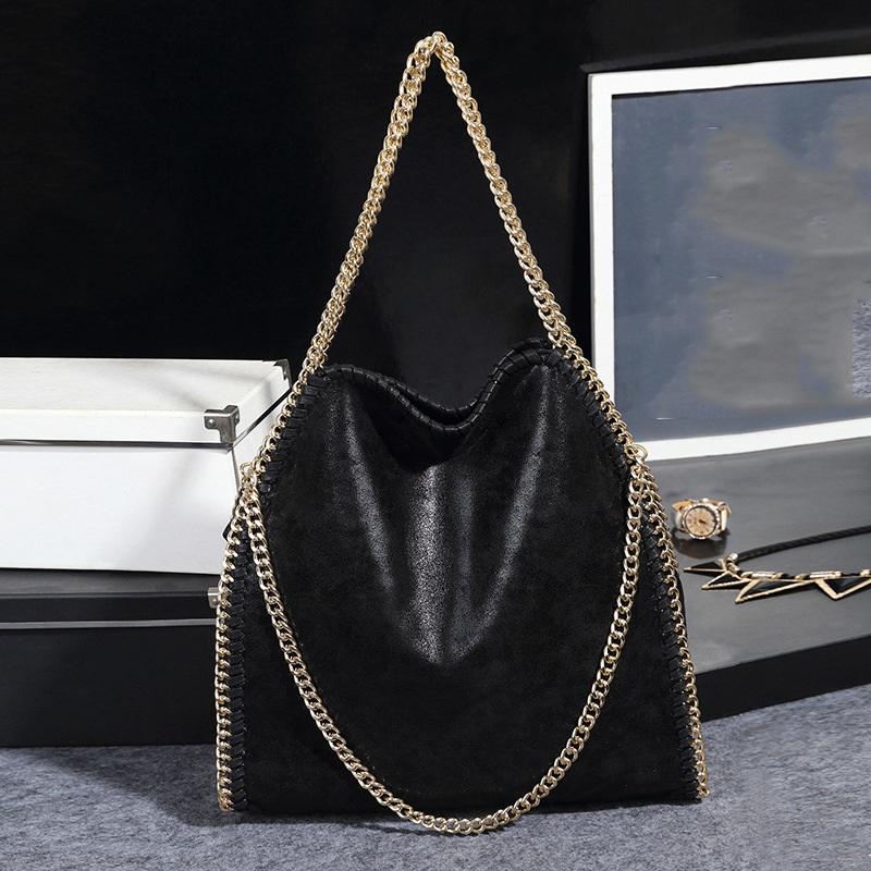 2020 New Chain Female Bag in solid color, showcasing its foldable design and stylish chain embellishments.