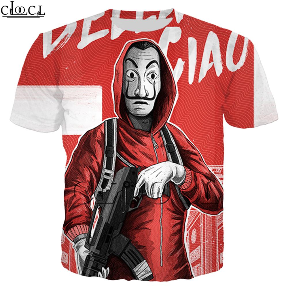 2020 La Casa De Papel 3D Print T-Shirt for men and women, featuring a vibrant Money Heist design on both front and back.