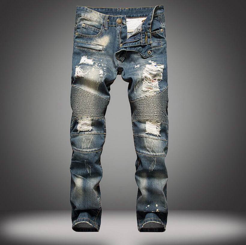 2021 New High Quality Brand Men Jeans featuring stylish ripped design, made from 100% cotton, perfect for casual and trendy outfits.