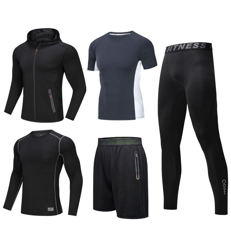 Men's 2021 sports suit featuring short sleeves and trousers, designed for outdoor activities with quick-drying fabric.