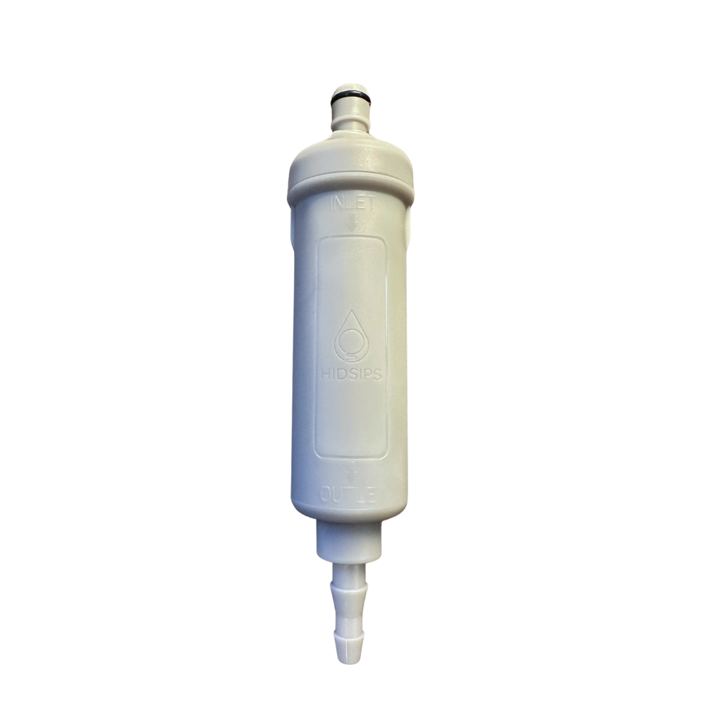 200-Gallon Inline Water Filter showcasing its compact design and filtration capabilities, ideal for outdoor and emergency use.