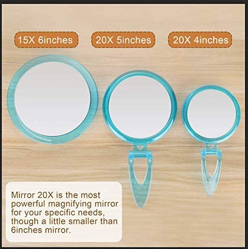 20X Magnifying Hand Mirror with adjustable handle, perfect for makeup application and skincare routines.