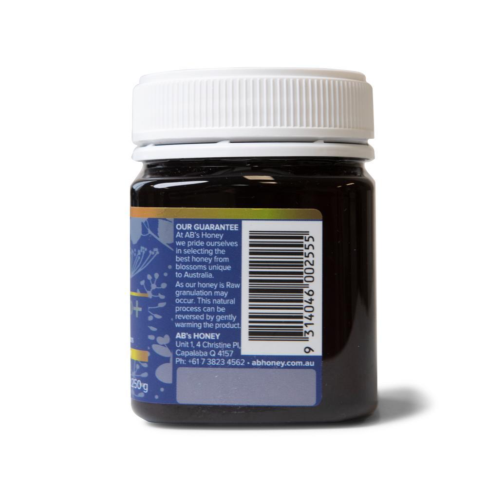 250g jar of MGO 500+ Australian Manuka Honey, showcasing its rich dark color and natural packaging.