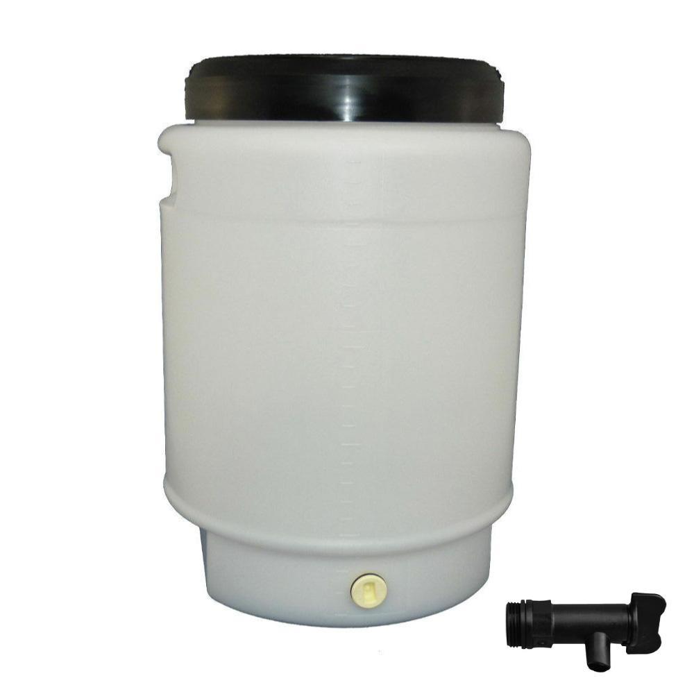 25L Fermenter Keg made of food-grade HDPE plastic, featuring a black lid and tap, ideal for brewing and fermentation.